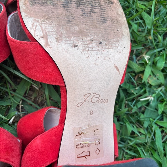 J. Crew red suede block heel sandals size 8 - Picture 7 of 7